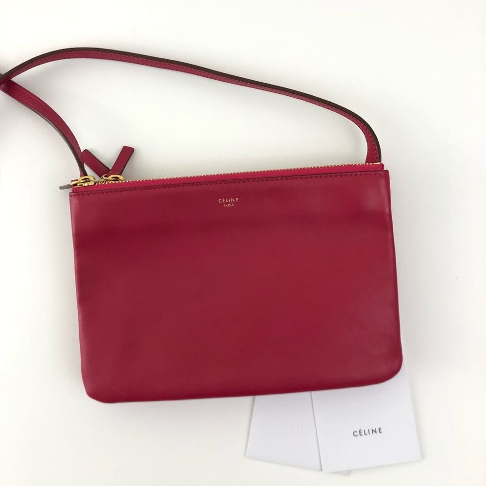 Celine Trio Fushia Dark Pink Cross Body
